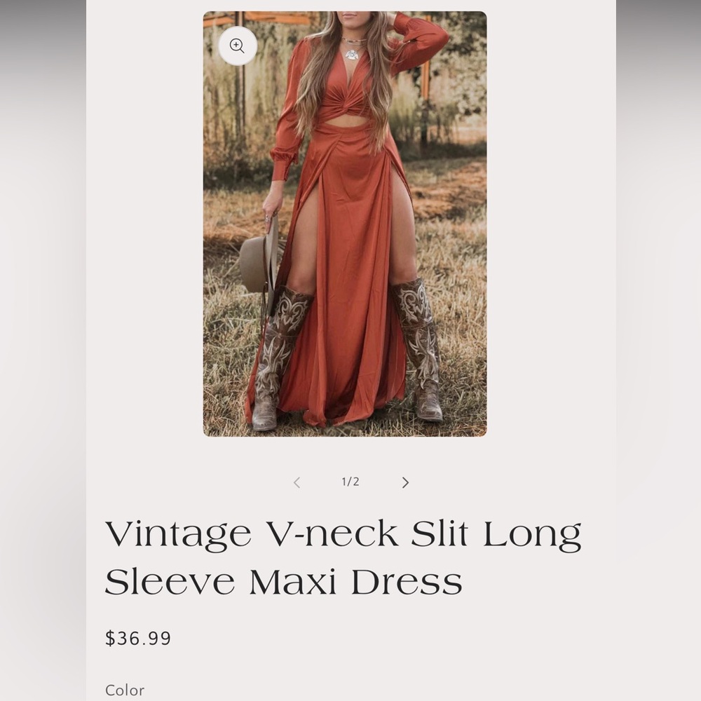 Sexy Burnt Orange Maxi dress size L